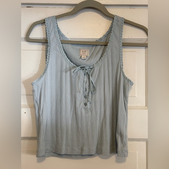 Gap x Doen Pointelle Tank Blue M - Picture 2 of 4